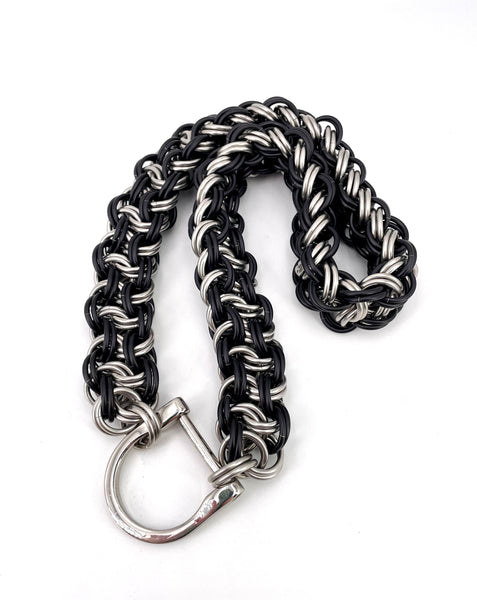 Heavy Statement Stainless Steel and Anodized Aluminum Chainmaille BDSM Collar