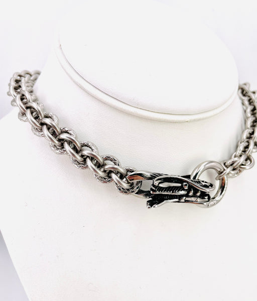 Unique Steel and Dragon Head Collar