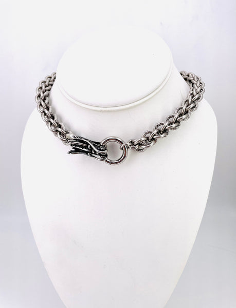 Unique Steel and Dragon Head Collar