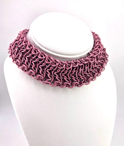 Wide Pink Chainmaille Choker