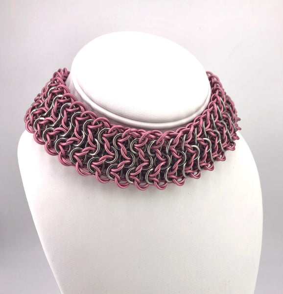 Wide Pink Chainmaille Choker