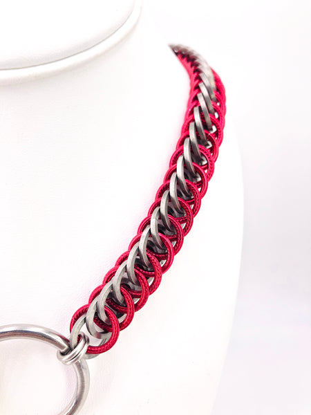 Heavy Red Chainmaille Collar