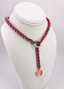 Pink and Stainless Steel Lariat-Style BDSM Day Collar