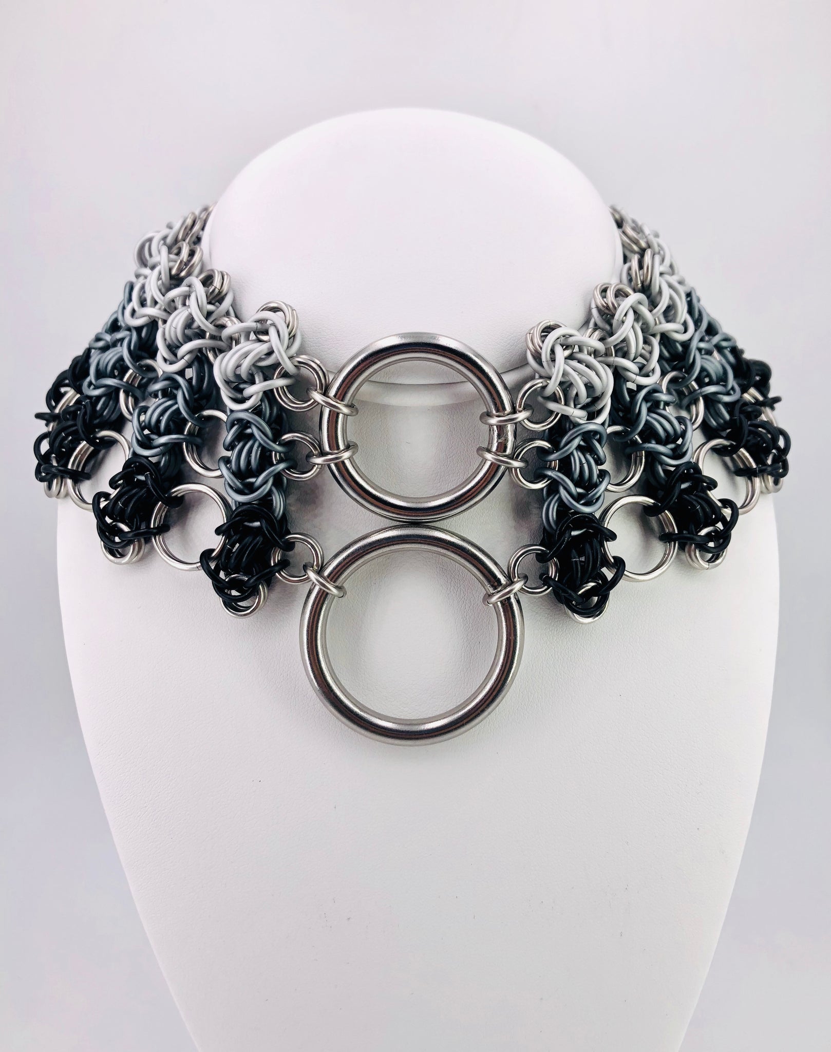 Grey Ombre Chainmaille Statement Collar Necklace