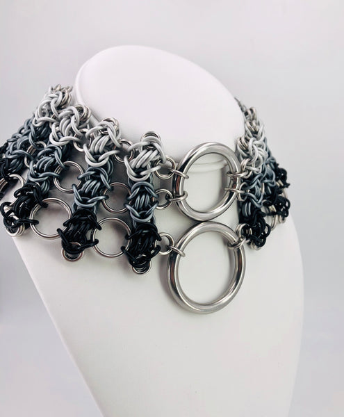 Grey Ombre Chainmaille Statement Collar Necklace