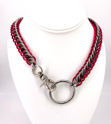 Heavy Red Chainmaille Collar